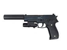 Пистолет металлический SIG 226 с глушителем и ЛЦУ G26A 20см вк