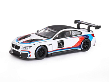 Машина АВТОПАНОРАМА BMW M6 GT3, белый, 124, свет, звук, вк 24,512,510,5 см