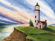 Алмазная мозаика 15х20 МАЯК НА РАССВЕТЕ 16цветов