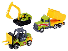 Набор металлических машинок AUTODRIVE Сельскохоз техника 3шт экскаватор, погрузчик, грузовик