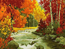Картина по номерам 40х50 ЗОЛОТАЯ ОСЕНЬ 24 цвета