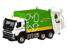 Машина АВТОПАНОРАМА Volvo мусоровоз, зеленый, 150, свет, звук, вк 281410 см