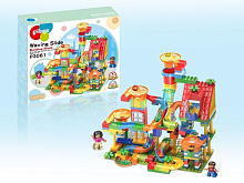 Конструктор Pilage Веселые тарелки 246 деталей, лабиринт с шариками и воронками