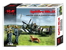 Сборная модель ICM Самолет Spitfire MkIX с летчиками RAF и наземного персона, 148