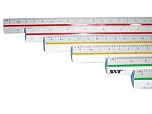Линейка трехгранная, 6ть масштабов, алюминиевая, 30 см, шт