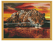 Алмазная мозаика с нанесенной рамкой 40х50 ЯГУАР 23 цвета