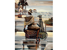 Картина по номерам с цветной схемой на холсте 30х40 Путешественница 18 цветов