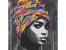 Картина по номерам 30х30 АФРИКАНСКАЯ ДЕВУШКА 14 цветов