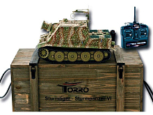 Радиоуправляемый танк Torro Sturmtiger Panzer 116 24G, зеленый, ВВпушка, деревянная коробка