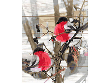 Картина по номерам на дереве 40х50 ДЫХАНИЕ ЗИМЫ 26 цветов