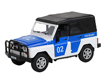 Машина АВТОПАНОРАМА УАЗ469 Полиция, белый, 124, свет, звук, инерция, тент, вк 221211 см