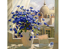 Картина по номерам 30х30 Вид из окна 18 цветов