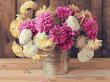 Картина по номерам на дереве 40х50 ДАЧНЫЙ БУКЕТ 28 цветов