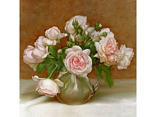 Алмазная мозаика 30х30 БУЗИН РОЗОВАЯ СИМФОНИЯ 26 цветов