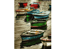 Картина по номерам с цветной схемой на холсте 30х40 Лодочная станция 20 цветов