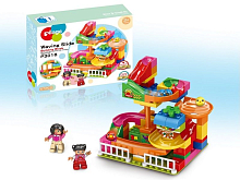 Конструктор Pilage Овощной магазин 67 деталей, лабиринт с шариками и воронками