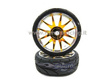 Колеса с резиновыми покрышками, золотой хром 82827PG82828, 2шт