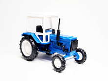 Сувенирная модель трактора МТЗ82 металл синий с бел пласт кабиной 143