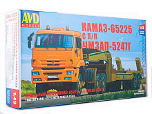 Сборная модель AVD КАМАЗ65225 с полуприцепом ЧМЗАП5247Г, 143