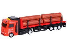 Машина AUTODRIVE Трейлер фрикционный с прицепом с бревнами,свет, звук, красный, вк 356,512 см