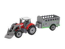 Машина АВТОПАНОРАМА ТРАКТОР С ПРИЦЕПОМ, красный, вк 27,55,59,5 см
