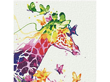 Картина по номерам 30Х30 РАДУЖНЫЙ ЖИРАФ 18 цветов