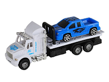 Машина AUTODRIVE Эвакуатор инерционная белая с машиной, цвет в ассорт, вп 23,56,519,5см, ,