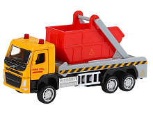 Машина АВТОПАНОРАМА VOLVO FM Мусоровоз, желтыйкрасный, 172, инерция, вк 17,5136,5 см