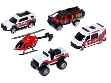 Набор металлических машинок AUTODRIVE Служба спасения 5шт вк 299,54см