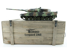 Радиоуправляемый танк Taigen 116 Leopard 2 A6 Германия для ИК боя САМО 24G RTR, дерев коробка