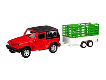 Машина АВТОПАНОРАМА Jeep Wrangler c прицепом, 143, открываются передние двери, инерция, вк