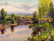 Картина по номерам 40х50 ПРИЩЕПА ВЕЧЕР 29 цветов