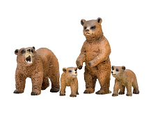 Набор фигурок животных MASAI MARA MM201002 серии Мир диких животных Семья медведей, 4 пр
