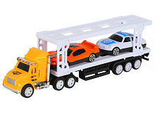 Машина AUTODRIVE Автовоз 20см фрикционный, желтый, 2 машинки 7см, вк 2247,5 см