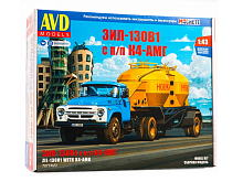 Сборная модель AVD ЗИЛ130В1 с полуприцепоммуковозом К4АМГ, 143