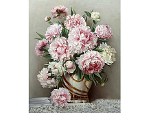 Картина по номерам 40х50 БУЗИН РОЗОВЫЕ ПИОНЫ 25 цветов