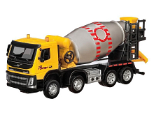 Машина АВТОПАНОРАМА Volvo бетономешалка, желтый, 150, свет, звук, вк 281410 см