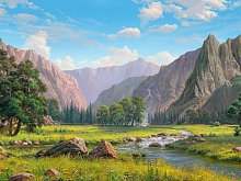 Картина мозаикой с нанесенной рамкой 40х50 ИПРИЩЕПА ГОРНАЯ ИДИЛИЯ 31 цвет