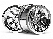 VINTAGE 8 SPOKE WHEEL 31mm SHINY CHROME 6mm OFFSET