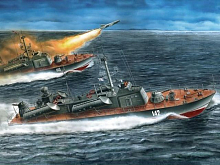 Сборная модель Ракетный катер, 205У 330 мм с электродвигателем 172