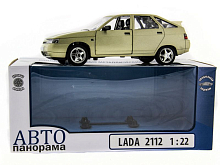 Машина АВТОПАНОРАМА ВАЗ 2112 бежевая,122, инерция, Pull Bаck механизм, вк 101222 cм