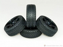 Колеса в сборе черные диски 5 спиц HSP 110