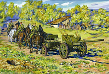 Сборная модель Cоветская дивизионная пушка 2 МВ с конной тягой , шт