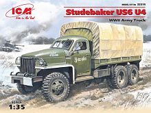Сборная модель ICM Грузовик Studebaker US6 U4 с тентом, лебедкой, 135