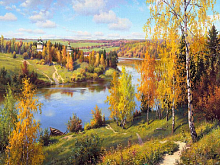 Картина мозаикой с нанесенной рамкой 40х50 ПРИЩЕПА ОСЕНЬ ГЛУБИНКА 32 цвета