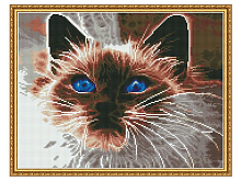 Алмазная мозаика с нанесенной рамкой 40х50 ДЫМЧАТЫЙ КОТ 21 цвет
