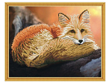 Алмазная мозаика с нанесенной рамкой 40х50 РЫЖИЙ ЛИС 19 цветов