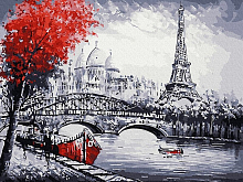 Картина по номерам 40х50 ПАРИЖСКИЙ ПЕЙЗАЖ 17 цветов