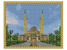 Алмазная мозаика с нанесенной рамкой 40х50 СЕРДЦЕ ЧЕЧНИ 25 цветов