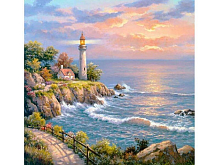 Картина по номерам 30х30 Маяк на заливе 20 цветов